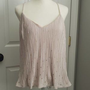 Express Metallic Pleated Polka Dot Tank